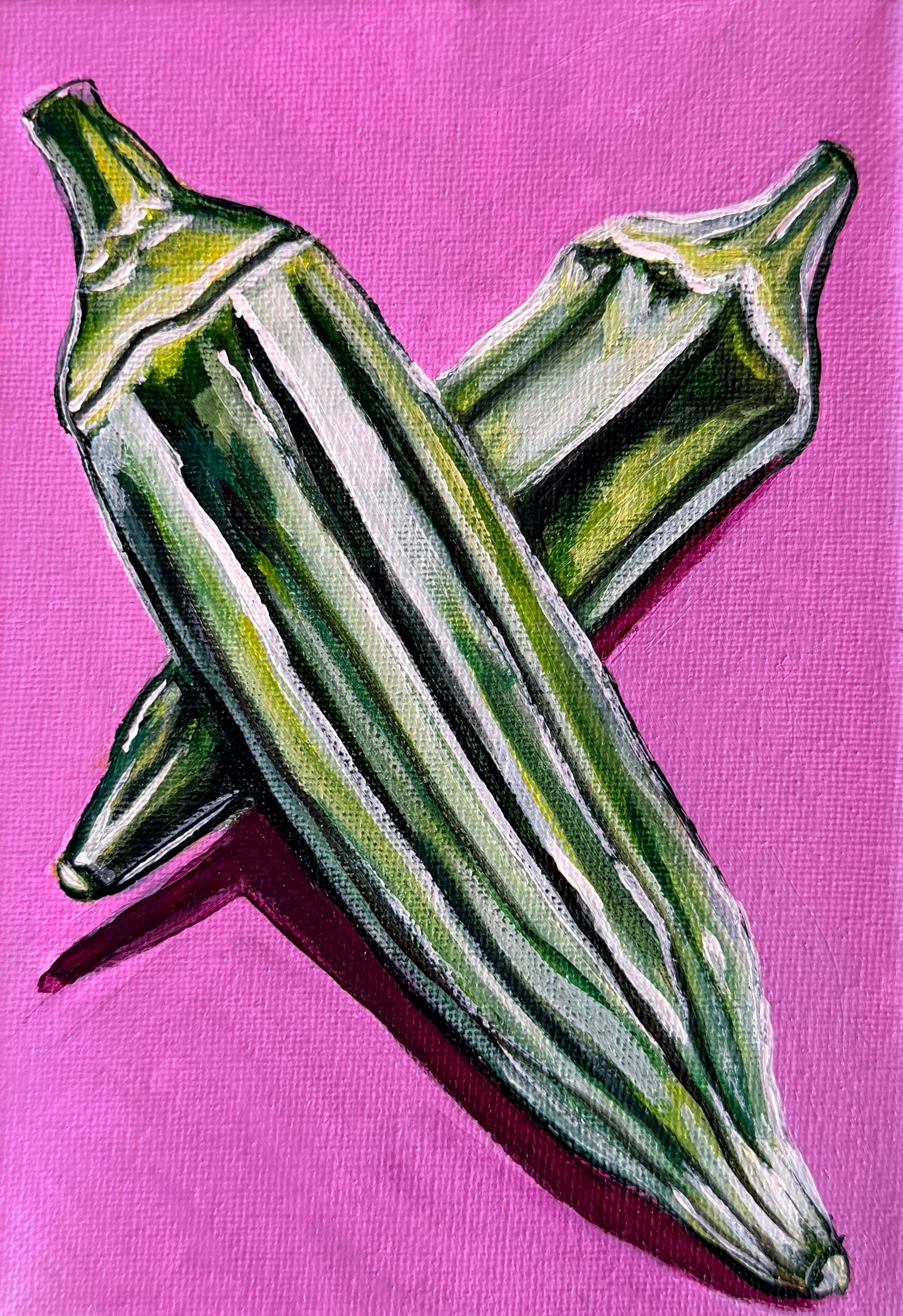 Mini Okra (Farmhouse Kitchen Collection) 5x7 Inch Original Painting