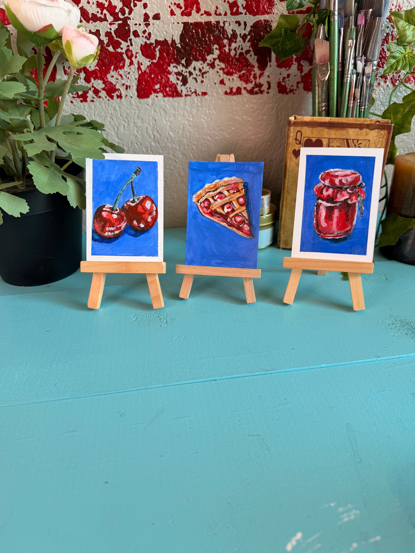 Cherry Pie ACEO Original Painting
