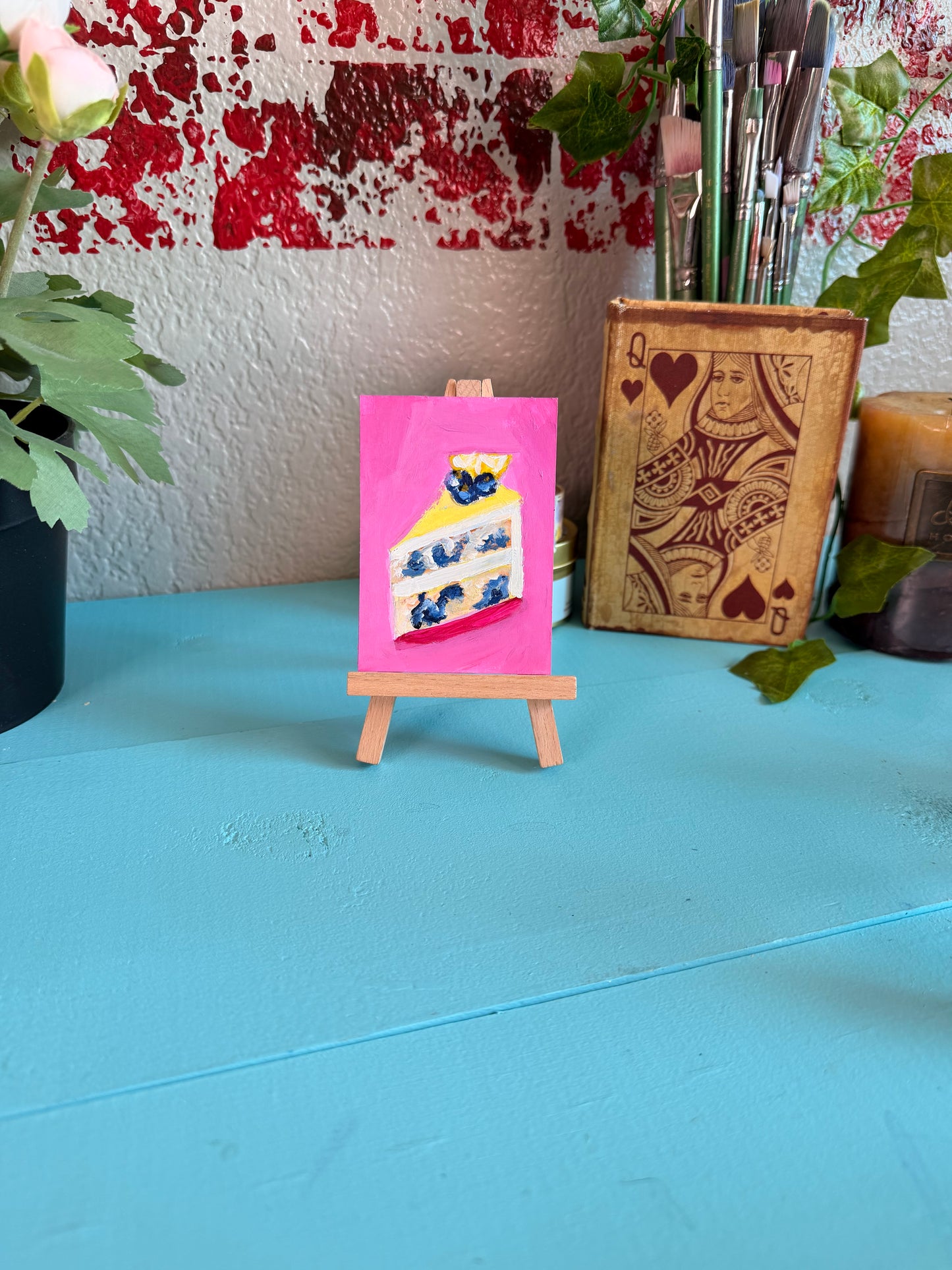 Blueberry Lemon Cake ACEO Original Painting