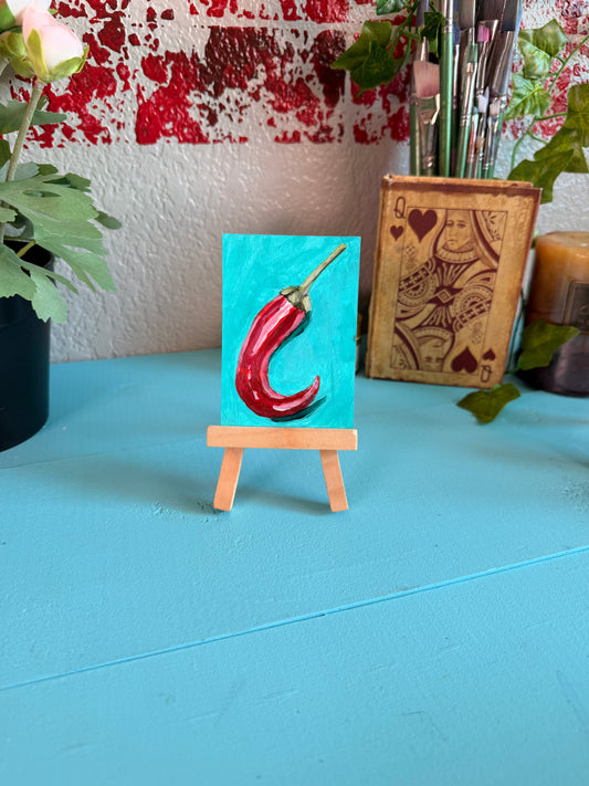 Red Pepper 1 ACEO Original Painting